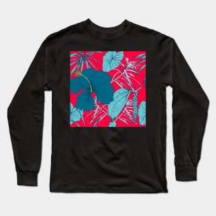 Tropical exotic flowers and leaves Long Sleeve T-Shirt